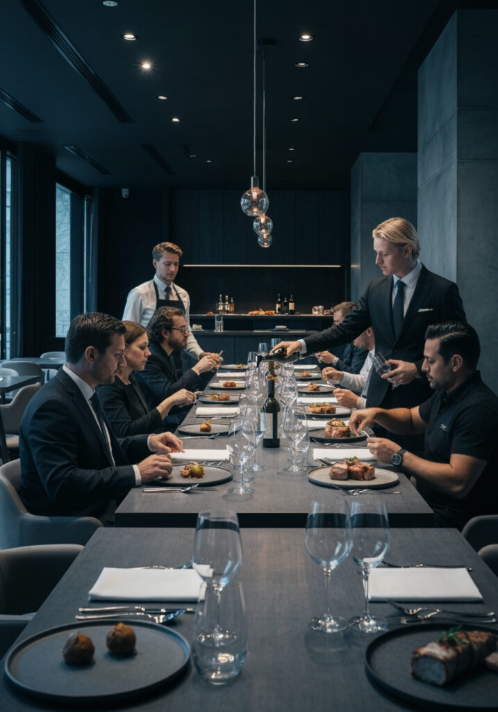 mesa de comida gourmet